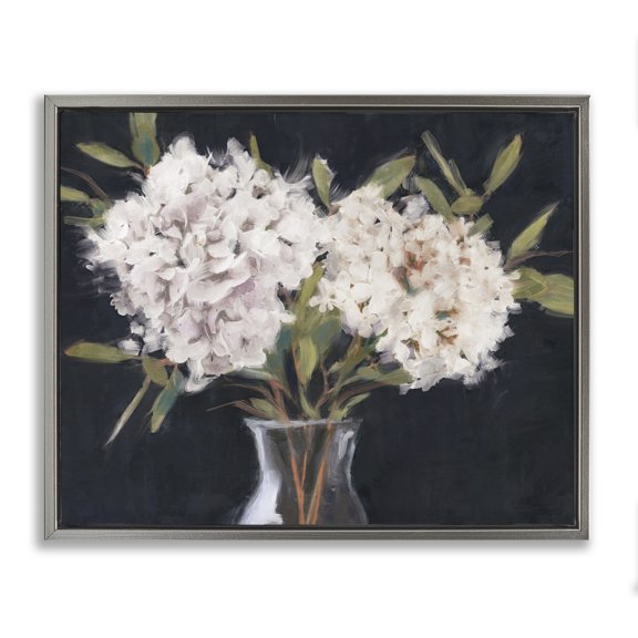 Stupell Industries Traditional Hydrangea Bouquet Still Life Gray Floating Frame Canvas Art, 21 x 17, by Nina Blue