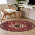 thumbnail image 4 of Round Rug 4Ft Washable Non-Slip, Boho Southwest Circle Area Rugs for Living Room Bedroom, Vintage Farmhouse Ethnic Aztec Tribe Art Indoor Floor Mats Carpet Runner for Home Decor Aesthetic, 4 of 8