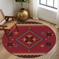 thumbnail image 2 of Round Rug 5Ft Washable Non-Slip, Red Circle Area Rugs for Living Room Bedroom, Boho Vintage Ethnic Tribe Abstract Art Retro Indoor Floor Mats Carpet Runner for Home Decor Aesthetic, 2 of 8