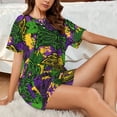 thumbnail image 4 of Honeii Mardi Gras7 for Women's Summer Pajama Set featuring Soft Short Sleeve Shirt & Matching Bottoms with Convenient Pockets for Relaxed Home Wear-XX-Large, 4 of 6