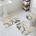 thumbnail image 3 of Vintage Flower Bathroom Rugs Set White Floral Farm Oil Painting Non Slip Absorbent Soft Bath Mats 3 Piece Set with Bathroom Rug, U-Shaped Floor Mat, Toilet Seat Cover Large Size, 3 of 9
