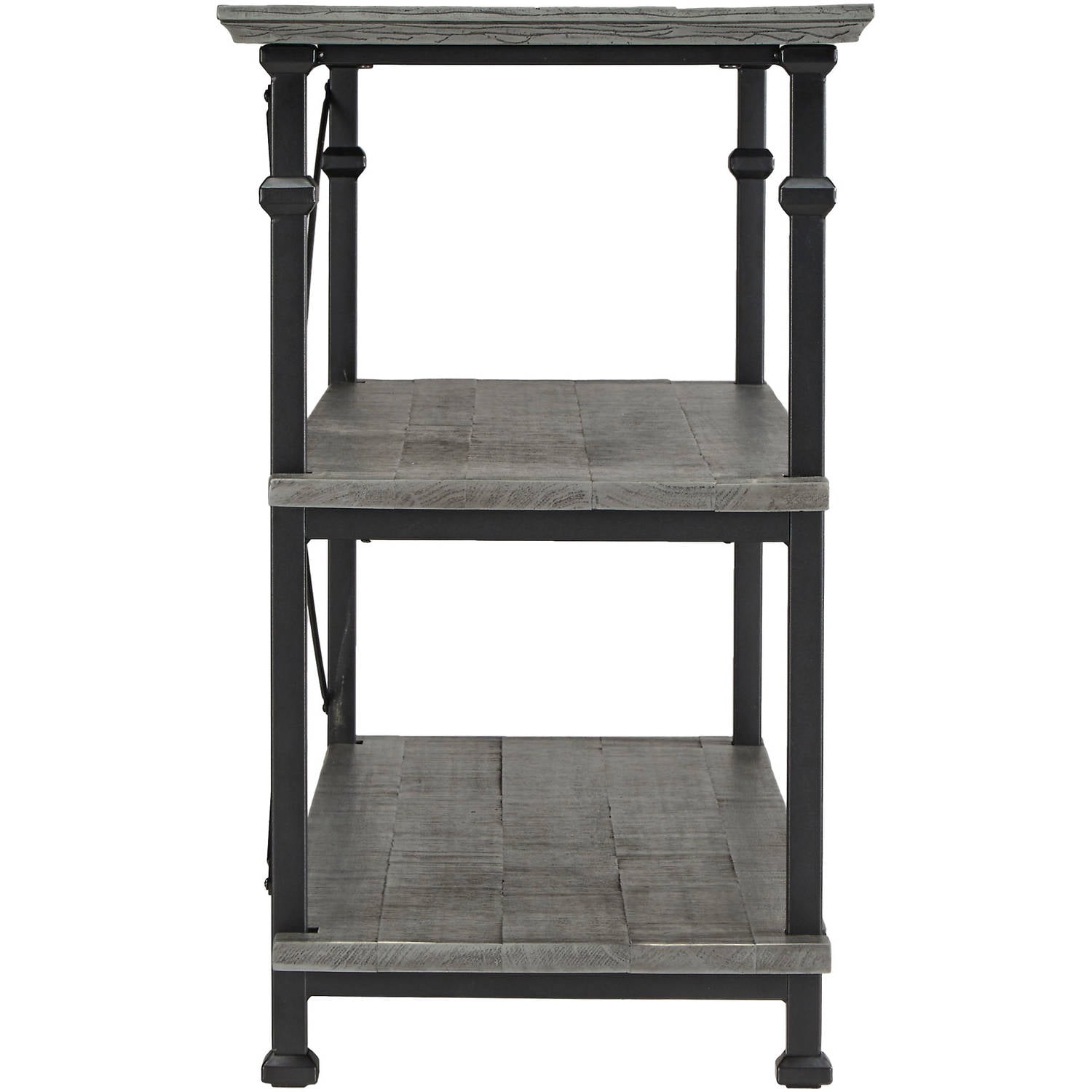 Weston Home Clayton Rustic Metal and Wood Console TV Stand, for TVs up to 48", Grey