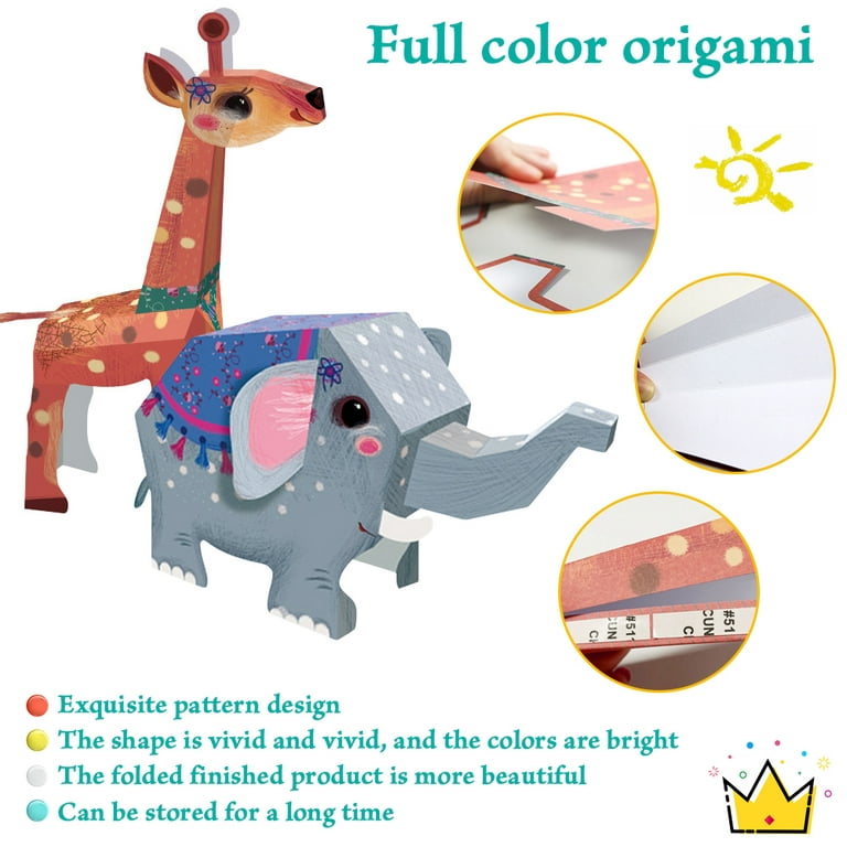 LNKOO 152 Sheets Colorful Kids Origami Kit Double Sided Vivid Origami  Papers Projects Pages Instructional Origami Book for Kids Adults Beginners  Training and School Craft Lessons 
