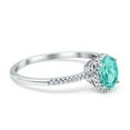 thumbnail image 2 of Halo Oval Fashion Ring Paraiba CZ Accent 925 Sterling Silver Size 9, 2 of 6