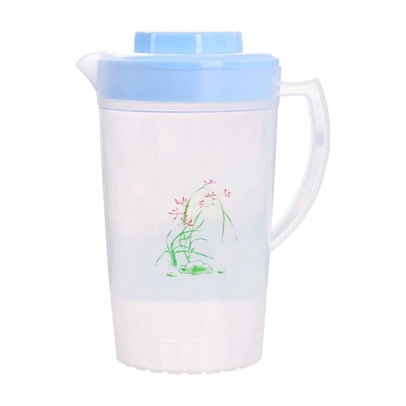 Pitcher Clear Plastic Pitcher with Lid, Orchid Design Water Pitcher for Lemonade and Iced Tea, Drink Dispenser with Spout Filter and Capacity Scale, Easy Pour Beverage Container