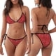 thumbnail image 3 of Disketp Red Paisley Floral para Bañador de Dos Piezas para Mujer, Bikini Sexy Halter String, Conjunto de Bikini en Triángulo, 3 of 6