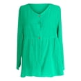 thumbnail image 4 of Kelon Womens Casual Crew Neck Long Sleeve Linen Blend Shirts Button Front Cotton Tops Relaxed Fit Summer, 4 of 4