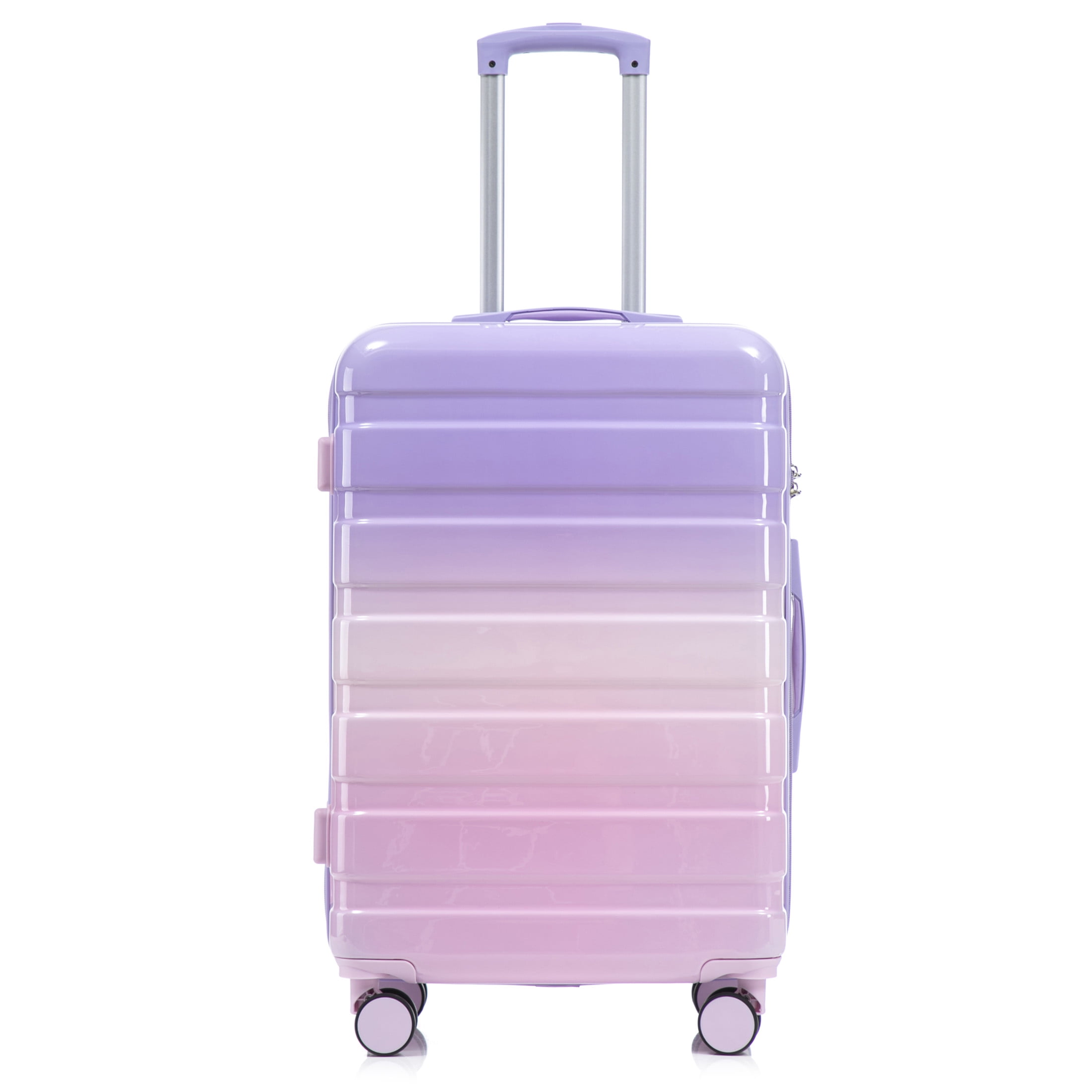 Noble House Vance 20"/24"/28" Hardshell Luggage Set with Combination Lock, Gradient Pattern, Pink & Purple, Set of 3