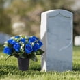 thumbnail image 2 of 12 Heads Fake Roses Artificial Flowers, Ngxiha Artificial Roses Flowers with Pot Flowers Outdoors Spring Decor for Cemetery Decoration Outdoor Memorial Plants, 2 of 9