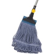 Looped-End String Wet Mop Heavy Duty Cotton Mop Commercial Industrial Grade Telescopic Iron Pole Jaw Clamp Floor Cleaning 55.1 inch