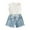 White, variant on Utlike Girls 2-Piece Outfit Sets Toddler Kids Baby Sleeveless Vest Ribbed T Shirt Tops Denim Ripped Jeans Shorts 2Pcs Set Summer Outfits Girls Coordinated Sets Size 18 Months-24 Months
