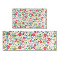 Pioneer Flower Floral Print Pattern Kitchen Rugs Sets Of 2,Anti Fatigue Kitchen Mat Rugs Non Slip Washable,Decorative Kitchen Floor Mats for Kitchen,Sink,Laundry,17"x30" 17"x47"
