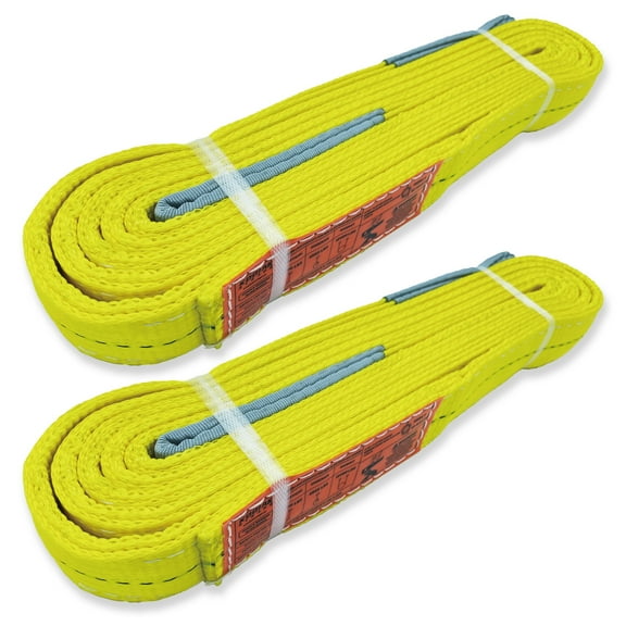 2-Ply Lifting Straps 2”x 10 ft Webbing Sling Tree Saver 2Pack Heavy Duty Web Strap Rigging Moving Towing Hoisting Gear KODIAK STRAPS