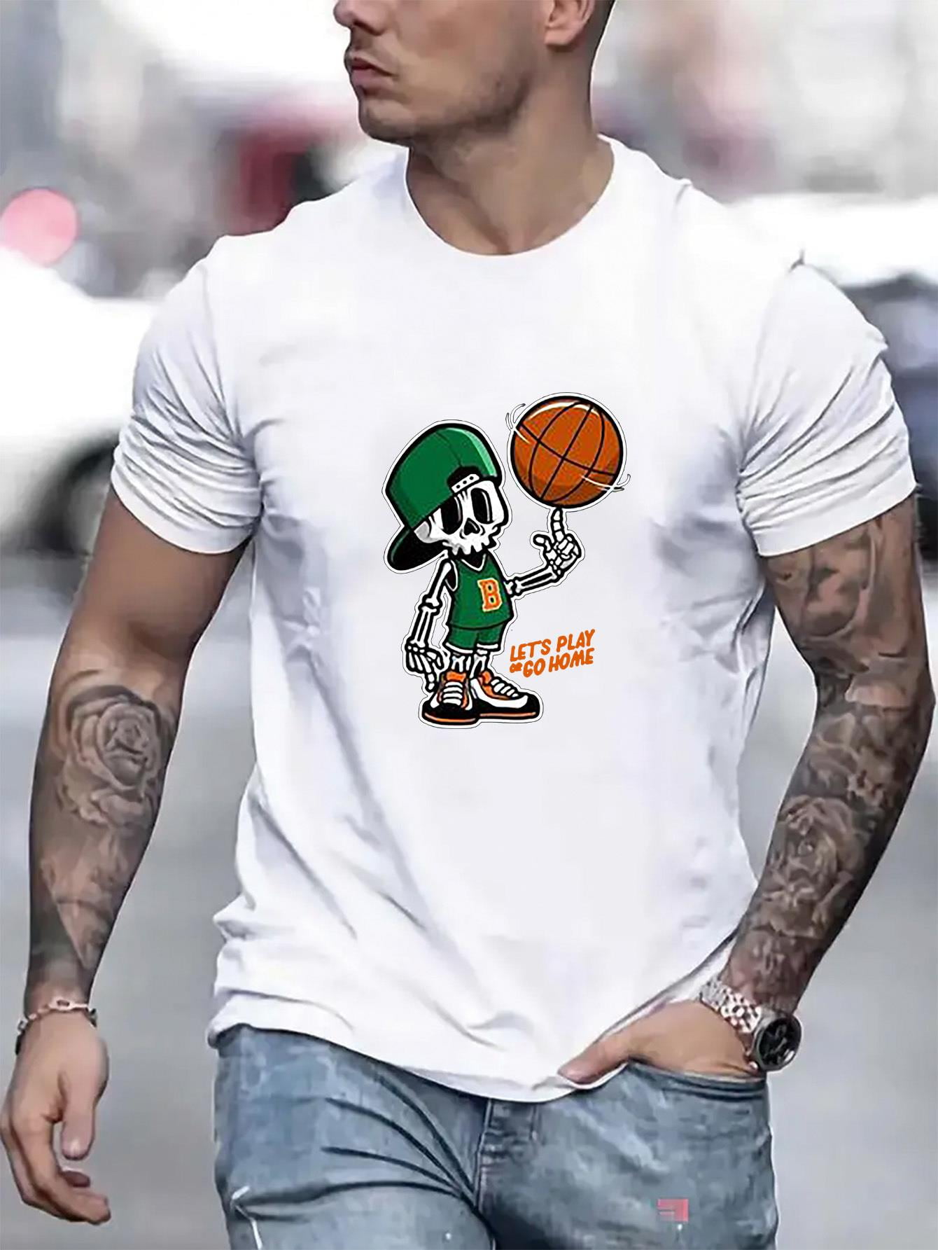 Camiseta Con Tampado De Queleto En 3D Para Hombre, Diseño De