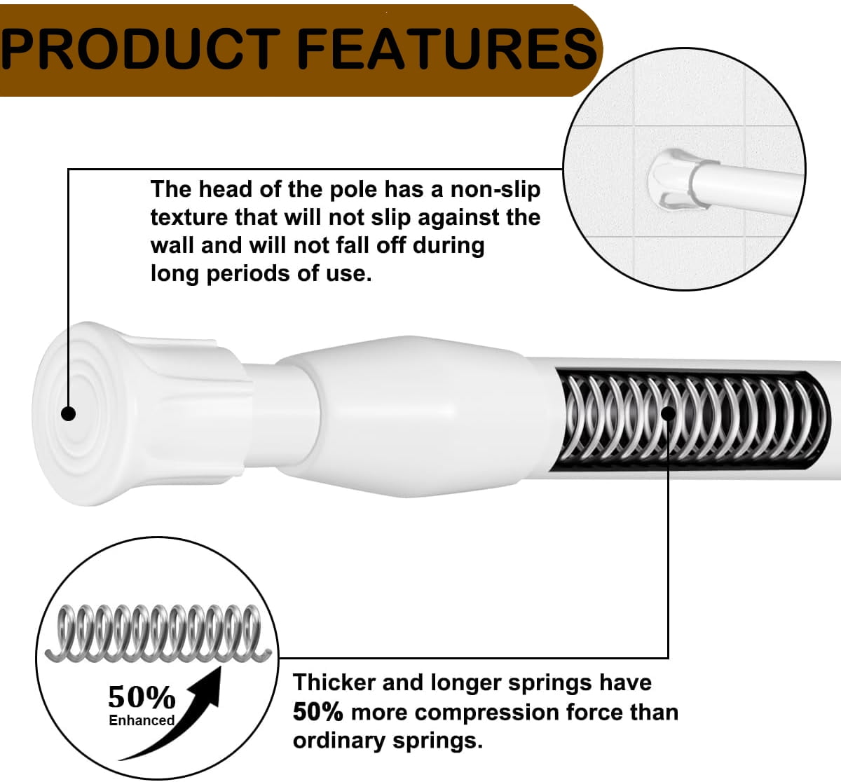 6 Pcs Tension Rods for Windows 28-48 ,SONQUEEN Tension Curtain Rods No Drilling 24 to 43.4 inch,Spring White Curtain Rod Closet Rod,Window Curtain Rod