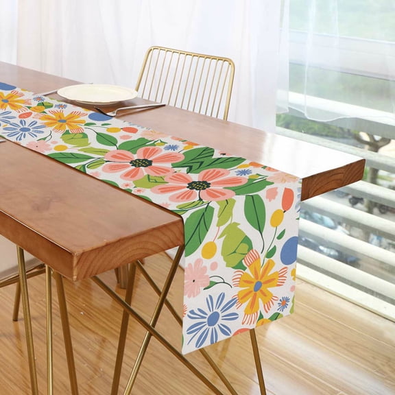 Yayeee Table Runner 70 inches Long Home Kitchen Dinning Party Decoration, Retro Pink Floral