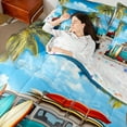 thumbnail image 4 of Manfei Tropical Leaves 7-Piece Twin Bedding Sets,Ocean Beach Bedding Comforter Set,Camper Surfboard Breathable Sheet Sets,Ultra Soft Sea Room Decor,Reversible, 4 of 7