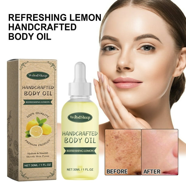 Aceite corporal artesanal refrescante de limón con aceites esenciales, 30 ml.