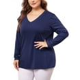 thumbnail image 4 of Agnes Orinda Plus Size Tops For Women Long Sleeve V-Neck Tops Casual T-Shirt, 4 of 6