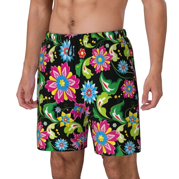 Balery Vector Mexican Otomi Style Bright Bañador para hombre, shorts de playa de secado rápido con entrepierna y forro de compresión-3X-Large