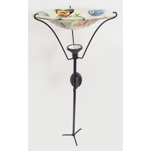 Continental Art Center Solar Butterfly Birdbath Garden Stake by Continental Art Center