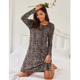 thumbnail image 5 of Ekouaer 2 Packs Nightgown for Women Night Shirt Sleep Dress Long Sleeve Sleepwear Leopard Printed Pajama Dress, 5 of 6