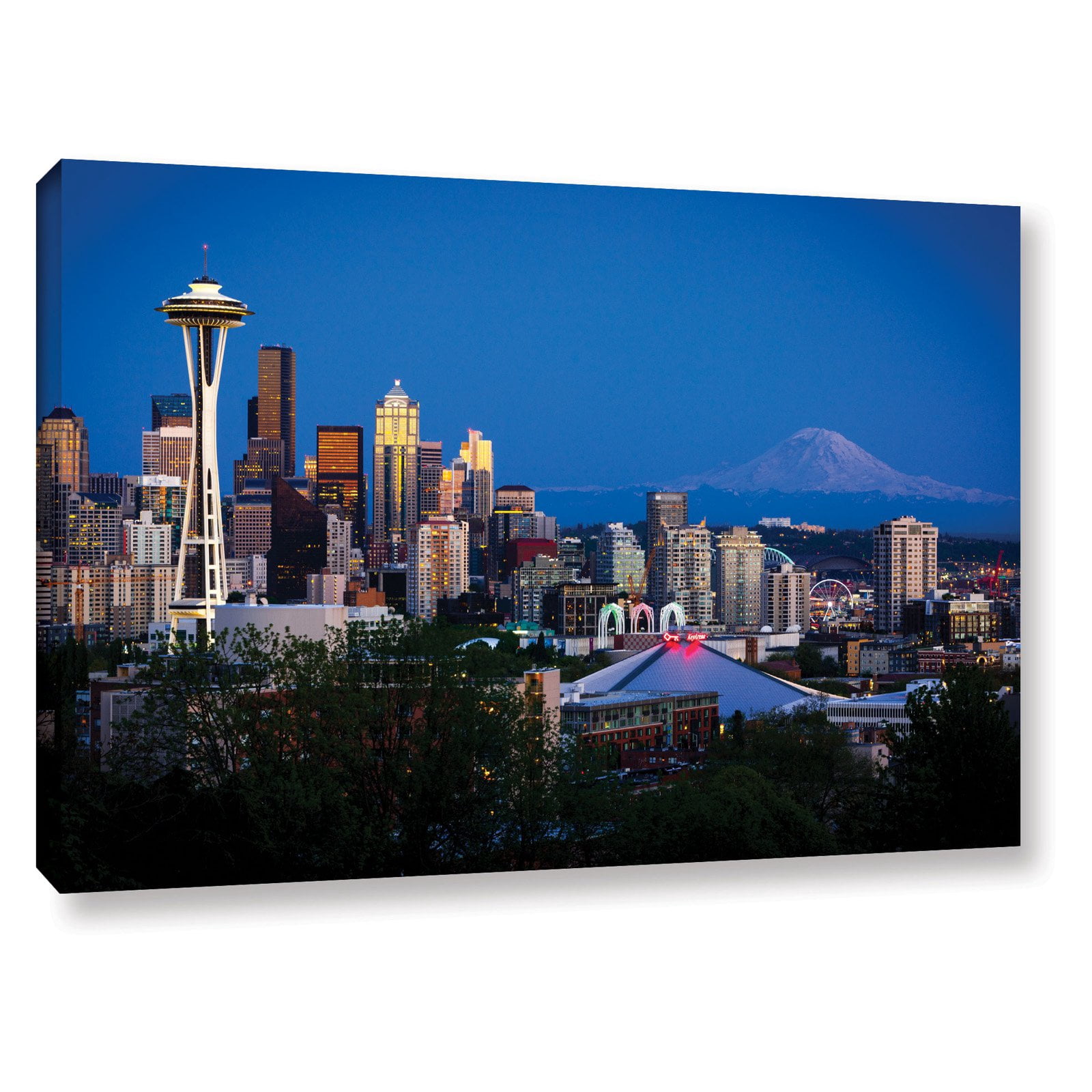Cody York "Seattle And Mt. Rainier" Floater-Framed Gallery-Wrapped Canvas