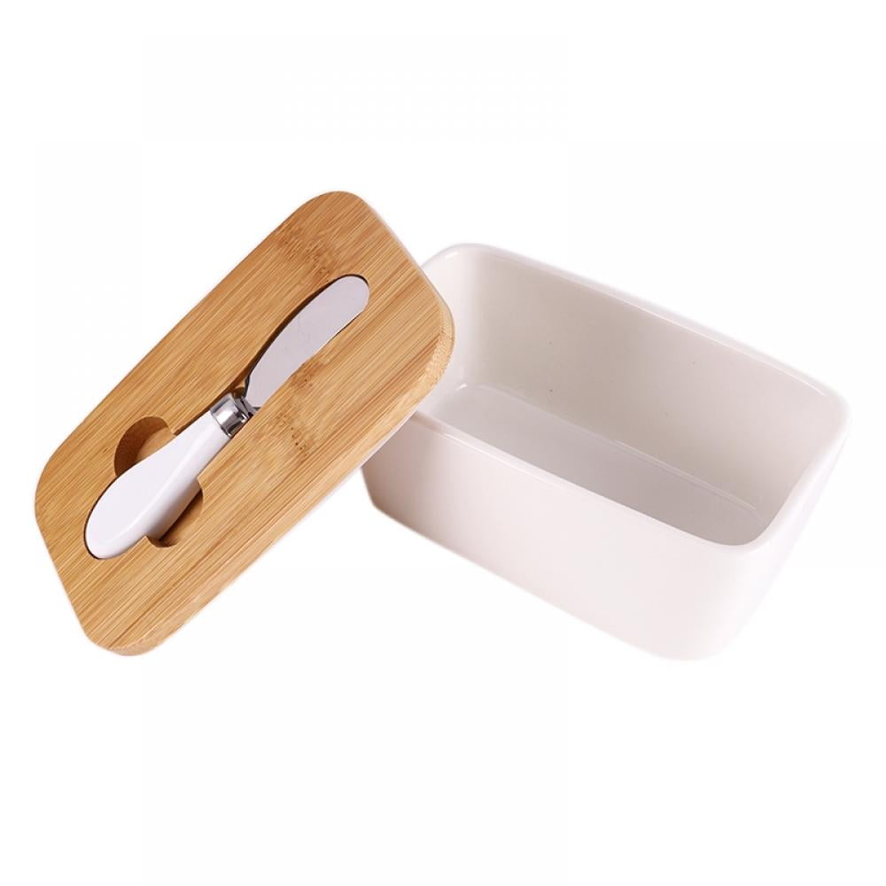 Details about   WEFOO 22 Oz Large Porcelain Butter Keeper Containers Dishes Bamboo Lid Seal Ring 