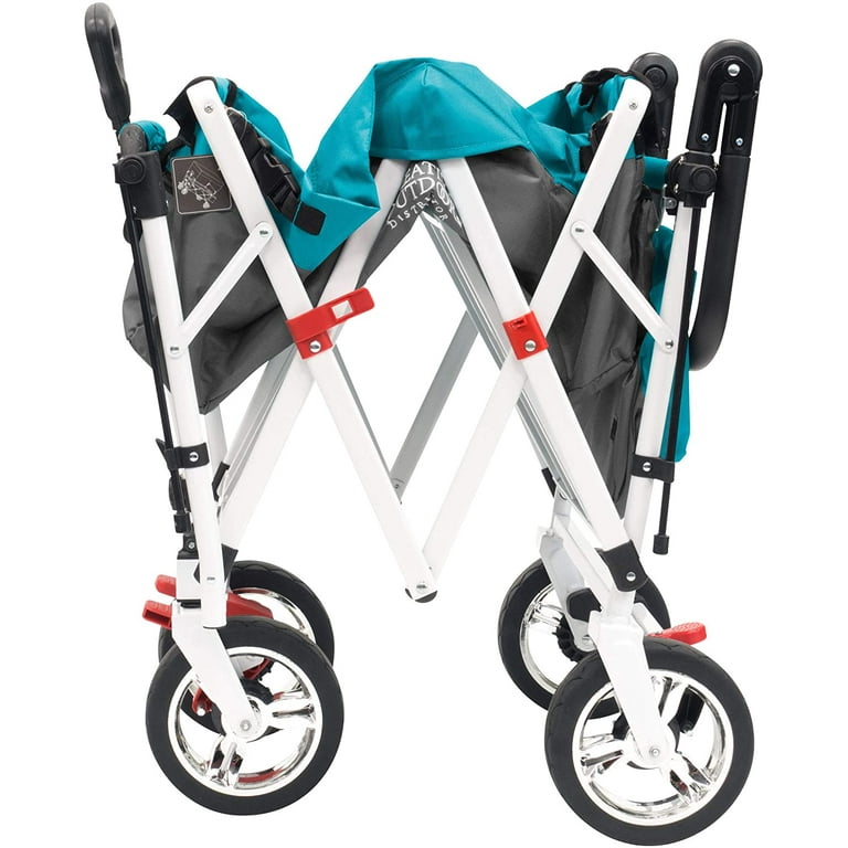 CREATIVE OUTDOOR Push Pull Collapsible Folding Wagon Stroller Cart Gray Teal Walmart