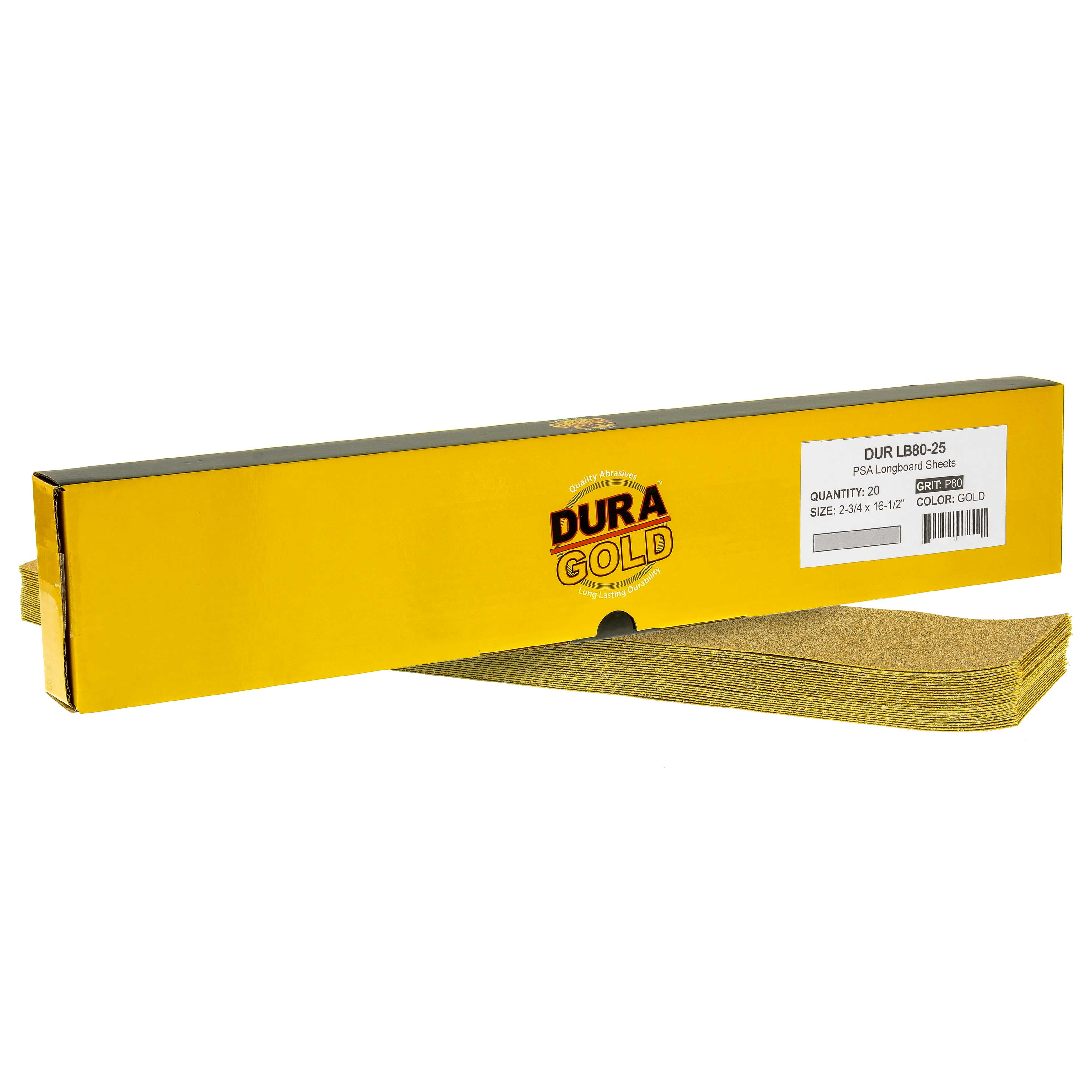 Pre-Cut Longboard Sheets 2-3/4" wide.. Premium NEW 80 Grit Gold Dura-Gold 