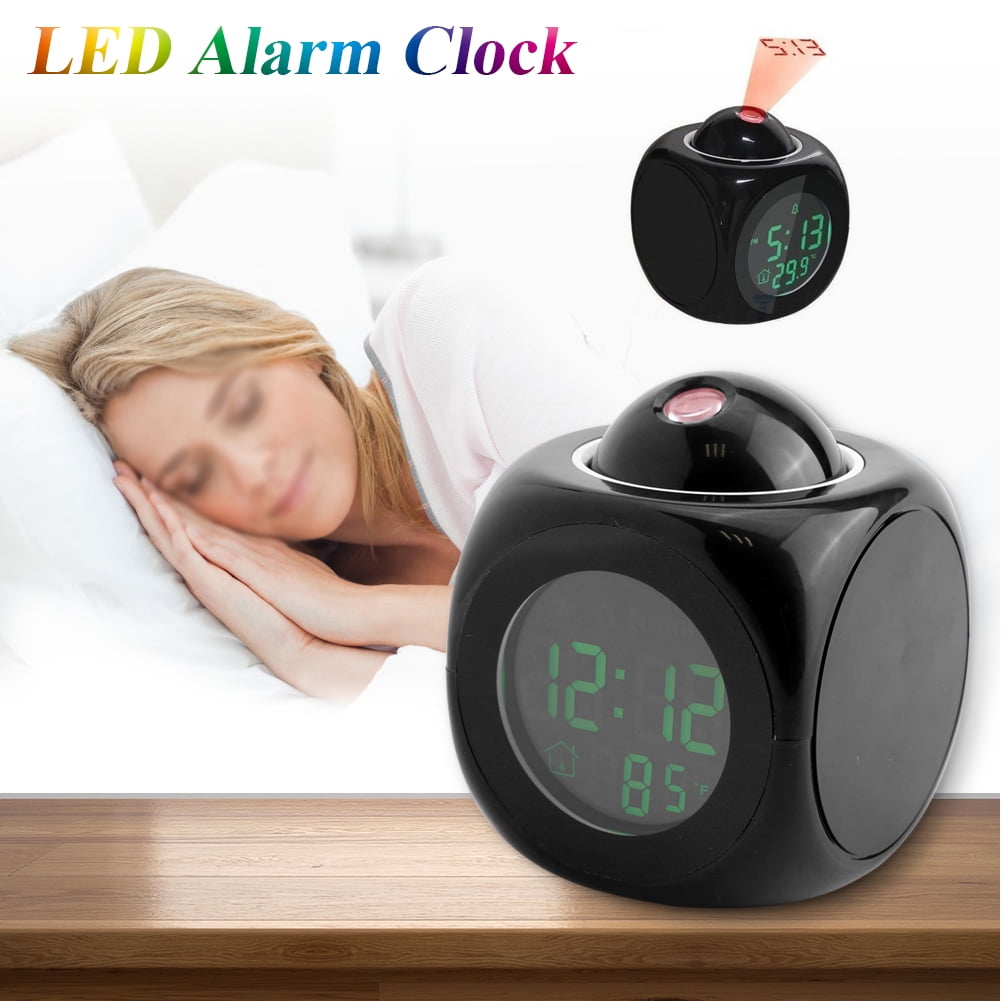 Multi-function Digital LCD Voice Talking Alarm Clock LED Projection Temperature by Kocaso