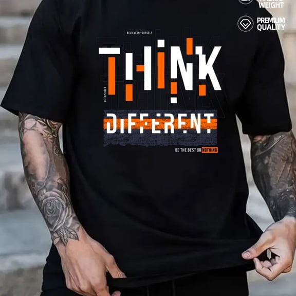 T-Shirt for Men Graphic Casual Short Sleeve Gift - Men'S Motivational for Different Graphic T - Black with Orange Lettering - Soft Everyday Casual Tee