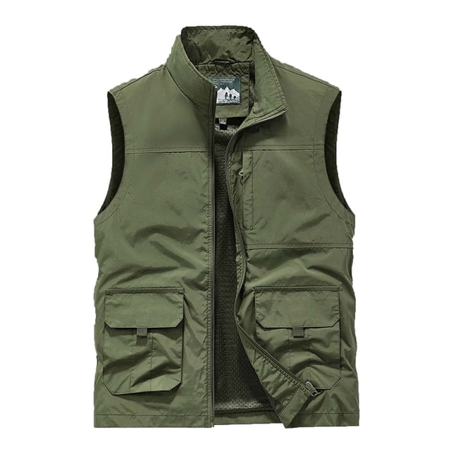 Birdeem Mens Work Clothes Jacket Solid Color Stand Collar Multiple Pockets Outdoor Sports Photography Leisure Coat