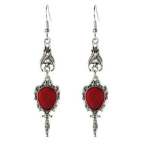 Halloween Costumes Aceessories Dark Goth Vintage Bat Red for Rhinestone Teardrop Bead Piercing Dangle Earrings for Women