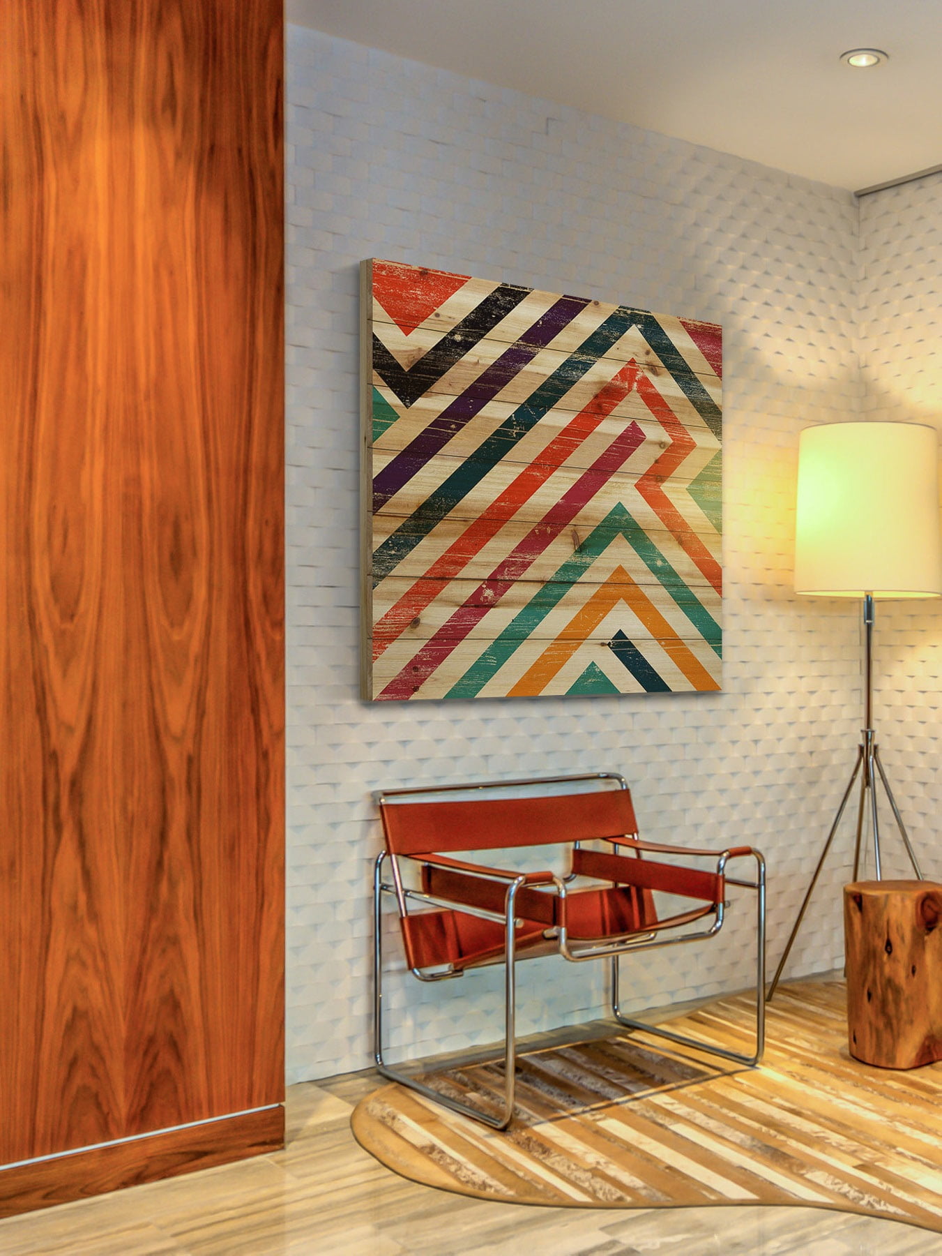 "Paths of Color" Painting Print on Natural Pine Wood