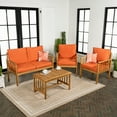 thumbnail image 2 of Everly 4-Piece Modern Cottage Acacia Wood Outdoor Patio Set with Cushions and Tropical Decorative Pillows, Orange/Teak Brown, 2 of 6