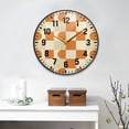 thumbnail image 2 of Yayeee Wall Clock Battery Operated 11.9" Silent Quartz Non-Ticking for Living Room Decor, Orange Checkered Pattern, 2 of 8