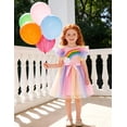 thumbnail image 4 of Toddler Girls Summer Tutu Dress Tulle Dresses Rainbow Sundress with Ruffled Sleeveless & Belt Party Princess Outfit for 3-4 T Kids, Rainbow, 4 of 11