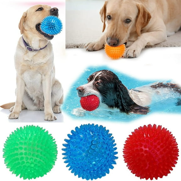3.5 inch Squeaky Dog Toy Ball, Puppy Chew Toy for Teething, BPA Free Non-Toxic, TPR Hedgehog Ball for Medium, Large & Small Dogs, Durable Dog Toy for Chewers, Cleans Teeth, 1PC