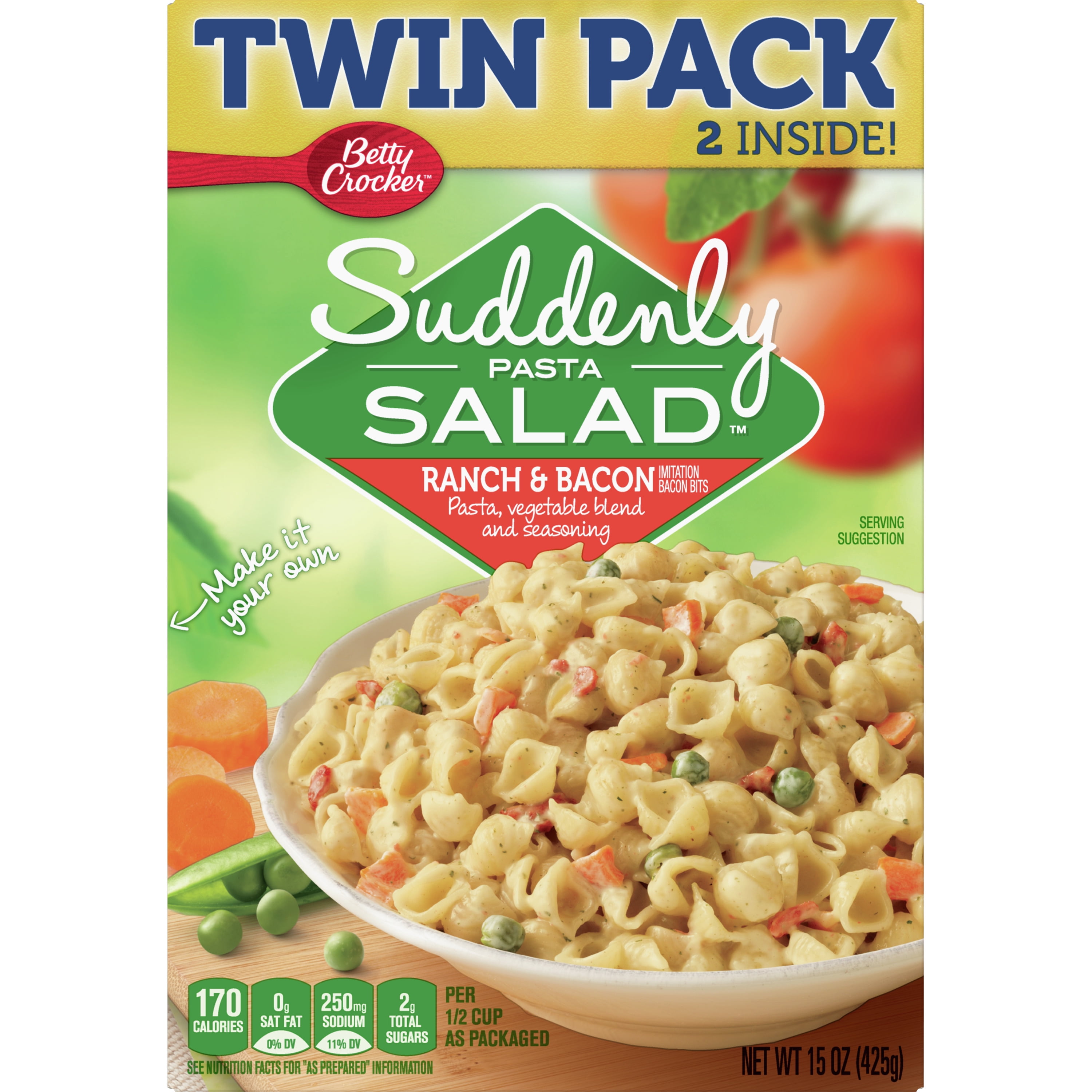 Betty Crocker Suddenly Pasta Salad, Ranch & Bacon, 15 oz