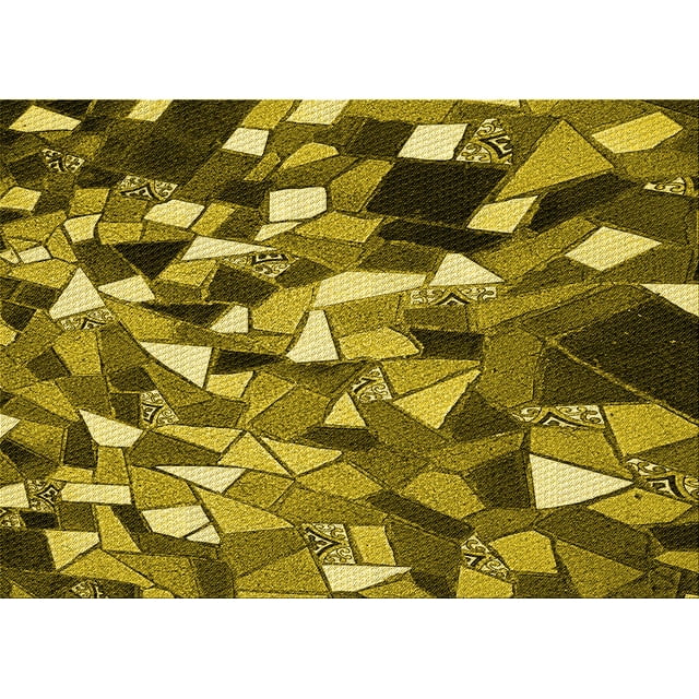 Ahgly Company Tapis d'Intérieur Lavables en Machine, Rectangle, Zone Jaune Transitionnel, 7' x 9'