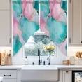 thumbnail image 4 of Pink Teal Swag Curtain Valance for Windows, Green Marble Abstract Cracks Stone Modern Art Window Treatments Short Swag Topper for Kitchen Windows Bathroom Bedroom, 36"x45", 4 of 8
