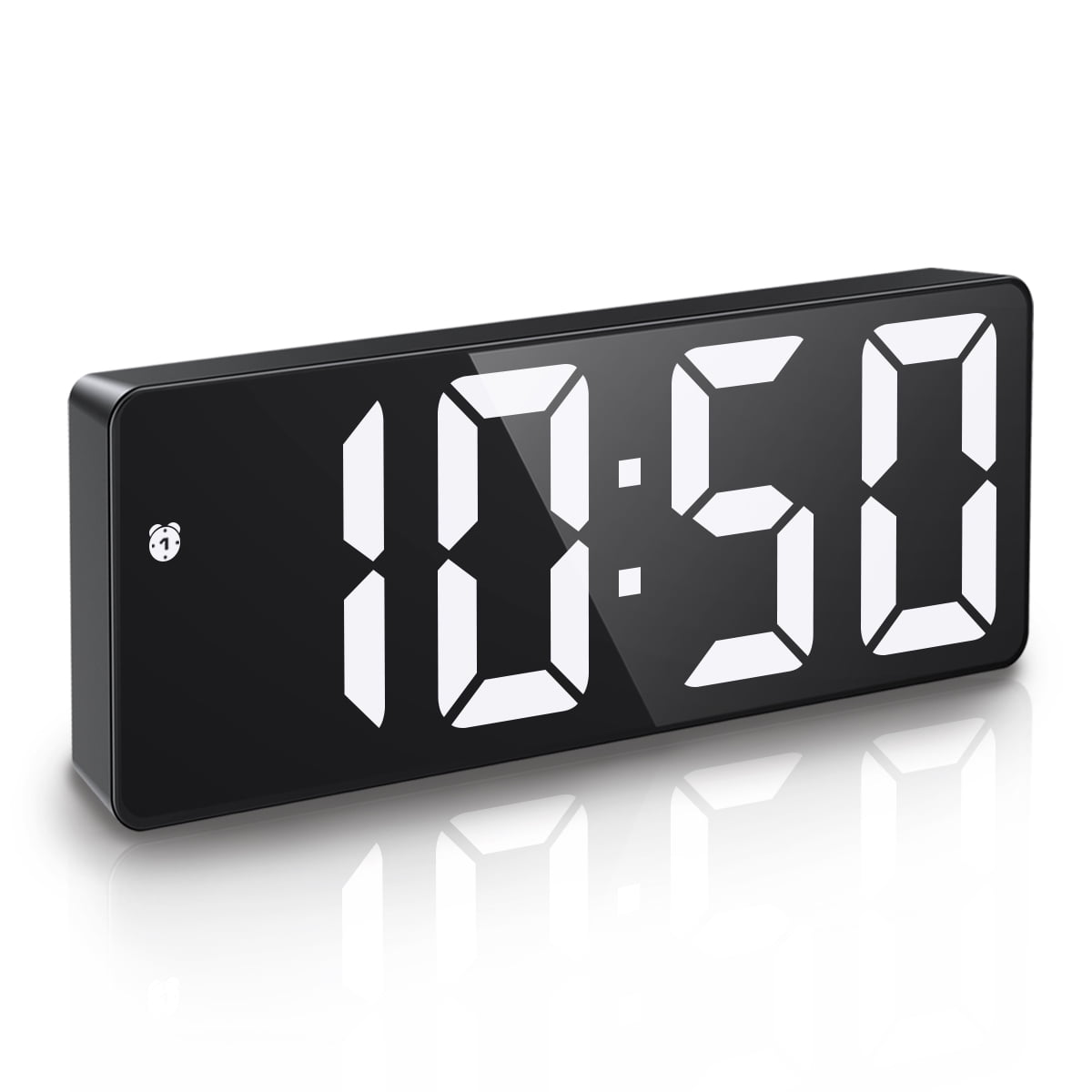 ORIA Electronic Digital Alarm 6.5inch Large LED Clock for Bedside Table Battery Clock with Temperature Display Adjustable Brightness Voice Control for Home, White - Walmart.com