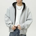 thumbnail image 3 of MHFRRA Sudadera con Capucha de Estilo Pesado para Otoño, con Forro En contraste, Chaqueta Corta Deportiva, Ropa Informal para Exteriores Gris claro, 3 of 6