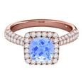 thumbnail image 2 of Mauli Jewels Rings for Women 0.95 Carat Diamond And Cushion Cut Aqumarine 4-prong 10K Rose Gold, 2 of 7