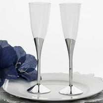 Balsa Circle 6 Silver Plastic Champagne Flutes 5 oz Disposable Glasses Favor Holders Wedding Party Tableware