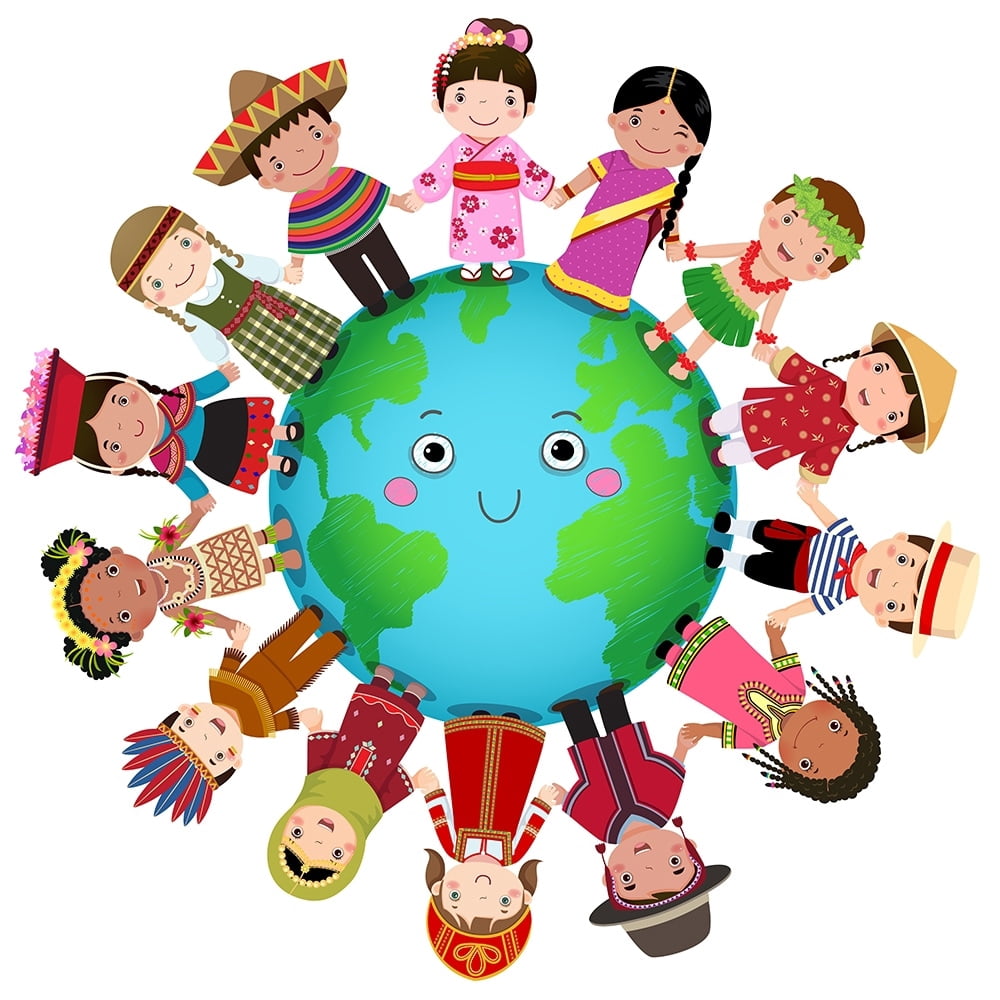 Different Cultures United-14"x14" Canvas Artwork - Multi-Color 30 x 30