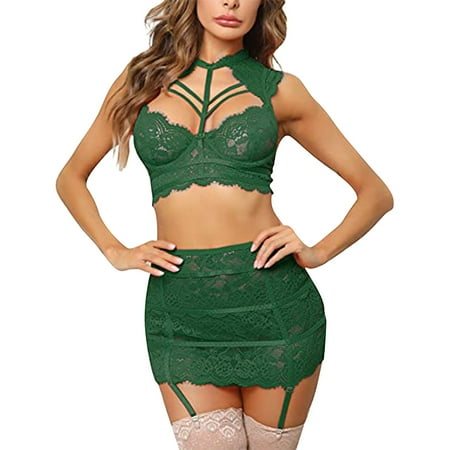 

B91xZ Womens Pajamas Christmas Gifts For WomenWomen Lace Strap Sexy Lingerie Suspenders Sexy Pajamas Set Lingerie for Sexy Women Green S