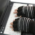 thumbnail image 4 of Guantes calentados por USB para hombres y mujeres, guantes sin dedos de punto a rayas, guantes de invierno para ordenador portátil para adultos, 4 of 10