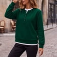 thumbnail image 3 of cocolona Womens Sweatshirts no Hood Crew Neck Patchwork Casual Long Sleeve Button Trendy Pullover Sweatshirts, 3 of 7